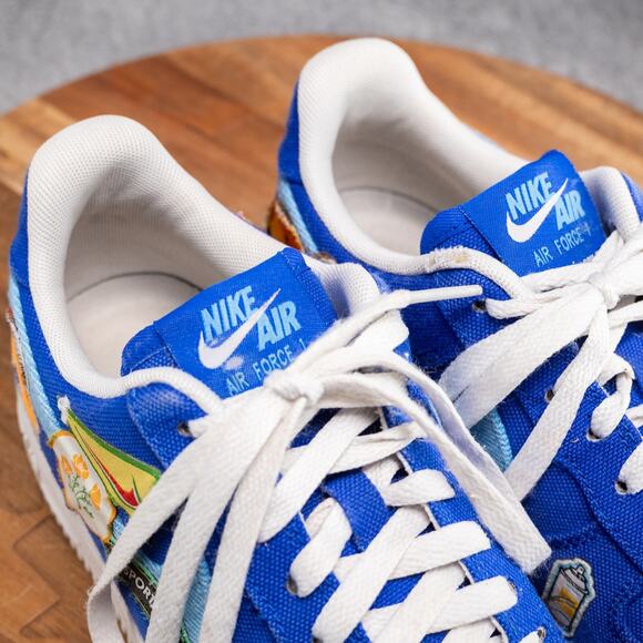 Nike Air Force 1 '07 Patched Up Los Angeles Sneakers Blue Men's 6.5 Womens 8 - Picture 7 of 10